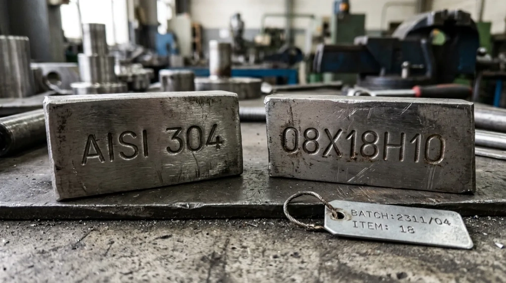 Заводская маркировка AISI 304 и 08Х18Н10 на деталях из нержавеющей стали Заводская маркировка AISI 304 и 08Х18Н10 на деталях из нержавеющей стали